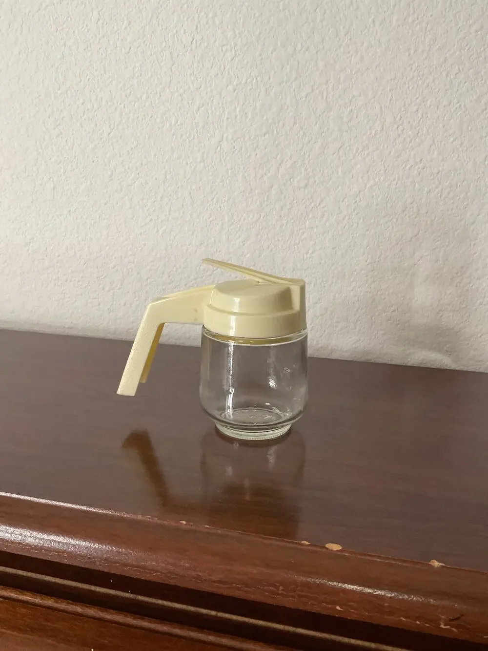 Vintage small Gemco glass syrup dispenser cream lid